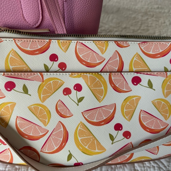 Nanette Lepore Pink Tote with Fruit Print mini bag - Never Used - Picture 2 of 6